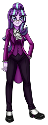 Size: 1194x3082 | Tagged: safe, artist:artemis-polara, snowfall frost, starlight glimmer, human, equestria girls, g4, clothes, female, glasses, jacket, pants, shoes, simple background, solo, transparent background