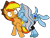 Size: 553x422 | Tagged: safe, artist:noi kincade, oc, oc only, oc:blue mclean, oc:firey ratchet, dog, dog pony, earth pony, original species, pegasus, pony, g4, blue's clues, crayon, eyes closed, fedora, female, handy dandy notebook, hat, licking, male, notebook, paw print, simple background, stallion, tongue out, transparent background, wide eyes