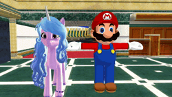 Size: 1920x1080 | Tagged: safe, artist:puzzlshield2, izzy moonbow, human, pony, unicorn, g5, 3d, animated, censored, clown motel, crossover, hotel, mario, meme, mmd, pibby, remake, smg4, super mario bros., t pose