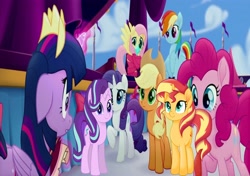 Size: 3798x2671 | Tagged: safe, artist:awesomegamedude10, edit, edited screencap, screencap, fluttershy, pinkie pie, rainbow dash, rarity, starlight glimmer, sunset shimmer, twilight sparkle, alicorn, earth pony, pegasus, pony, unicorn, g4, my little pony: the movie, female, high res, mane eight, mare, twilight sparkle (alicorn), wrong aspect ratio