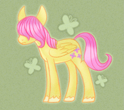 Size: 797x703 | Tagged: safe, artist:acura, fluttershy, pegasus, pony, g4, butterscotch, covering face, green background, male, rule 63, simple background, solo, stallion