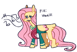 Size: 1280x870 | Tagged: safe, artist:goatpaste, fluttershy, pegasus, pony, filli vanilli, g4, season 4, bowtie, colored wings, colored wingtips, feathered fetlocks, female, hoof fluff, leg fluff, mare, music notes, open mouth, open smile, ponytones outfit, simple background, singing, smiling, solo, white background, wings