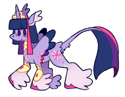 Size: 1910x1480 | Tagged: safe, artist:goatpaste, twilight sparkle, alicorn, pony, g4, alternate design, leonine tail, redesign, simple background, solo, tail, twilight sparkle (alicorn), white background