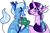 Size: 1898x1246 | Tagged: safe, artist:goatpaste, starlight glimmer, trixie, pony, unicorn, g4, blushing, duo, female, lesbian, ship:startrix, shipping, simple background, white background