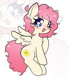 Size: 2046x2322 | Tagged: safe, artist:arwencuack, oc, oc only, pegasus, pony, chibi, commission, heart, heart eyes, high res, simple background, solo, white background, wingding eyes, zoom layer