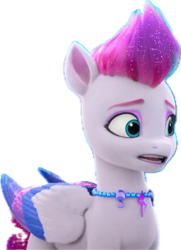 Size: 503x695 | Tagged: safe, screencap, zipp storm, pegasus, pony, g5, my little pony: make your mark, my little pony: make your mark chapter 6, secrets of starlight, spoiler:g5, adorazipp, background removed, cute, eyeshadow, jewelry, makeup, necklace, simple background, solo, sparkly mane, transparent background