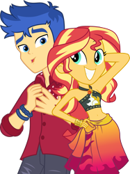 Size: 2137x2861 | Tagged: safe, artist:ahsokafan100, artist:cloudy glow, edit, vector edit, flash sentry, sunset shimmer, human, cheer you on, equestria girls, equestria girls series, forgotten friendship, g4, spoiler:eqg series (season 2), adorasexy, arm behind head, armpits, belly button, bikini, clothes, cute, female, geode of empathy, high res, magical geodes, male, midriff, pose, sarong, sexy, shimmerbetes, ship:flashimmer, shipping, simple background, smiling, stomach, straight, sultry pose, swimsuit, transparent background, vector