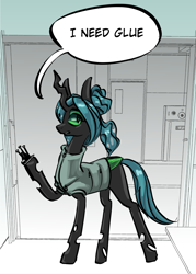 Size: 2176x3031 | Tagged: safe, artist:kovoranu, queen chrysalis, alicorn, changeling, changeling queen, g4, bust, cute, cyrillic, dialogue, female, hair bun, high res, portrait, russian, solo, speech, speech bubble, talking, test