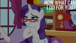 Size: 1920x1080 | Tagged: safe, edit, edited screencap, editor:quoterific, screencap, rarity, g4, she's all yak, carousel boutique, glasses, rarity's glasses, sewing machine, solo