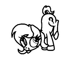 Size: 250x200 | Tagged: safe, artist:scandianon, oc, oc only, oc:filly anon, earth pony, pony, derp, female, filly, foal, monochrome, pose, simple background, solo, wall eyed, white background