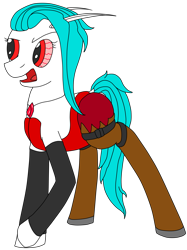 Size: 1985x2660 | Tagged: safe, artist:timejumper, oc, oc only, oc:atlantis metalsmith, elf, elf pony, original species, series:gaia 10k, bloodshot eyes, boots, clothes, elf ears, gloves, jewelry, long gloves, necklace, shoes, simple background, solo, thigh boots, transparent background, witch