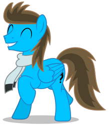Size: 3263x3739 | Tagged: safe, artist:creedyboy124, oc, oc only, oc:lion, pegasus, pony, g4, clothes, eyes closed, high res, male, scarf, simple background, smiling, solo, stallion, transparent background, winter