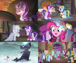 Size: 724x604 | Tagged: safe, screencap, applejack, bonnie rose, carrot top, doctor whooves, flutterholly, fluttershy, golden harvest, merry, pinkie pie, princess luna, rainbow dash, rarity, snowdash, snowfall frost, spirit of hearth's warming past, spirit of hearth's warming presents, spirit of hearth's warming yet to come, starlight glimmer, time turner, a hearth's warming tail, g4, book, bowtie, broom, butt, cauldron, christmas, clothes, collage, frock coat, glimmer glutes, hat, heartwarming, holiday, jabot, rainbutt dash, redemption, shirt, snow, snowfall, spats, top hat, waistcoat