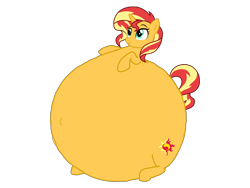 Size: 3264x2448 | Tagged: safe, artist:simonstudio587, sunset shimmer, unicorn, g4, female, high res, inflation, simple background, solo, spherical inflation, transparent background
