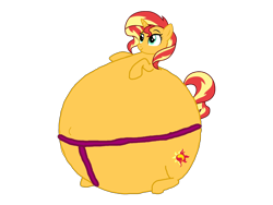 Size: 3264x2448 | Tagged: safe, artist:simonstudio587, sunset shimmer, unicorn, g4, female, high res, inflation, simple background, solo, spherical inflation, sumo, transparent background