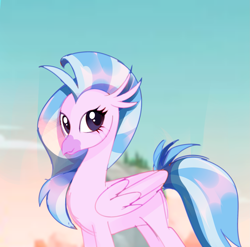 Size: 1815x1795 | Tagged: safe, anonymous artist, derpibooru exclusive, silverstream, hippogriff, g4, cloud, female, mare, older, older silverstream, sky, solo