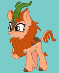 Size: 600x733 | Tagged: safe, artist:vanilla5751, oc, oc only, oc:maple blossom, g4, alternate tailstyle, blue background, female, kirn, mare, redraw, simple background, solo, tail