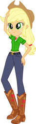 Size: 1280x4314 | Tagged: safe, artist:edy_january, color edit, edit, applejack, equestria girls, g4, boots, button-up shirt, clothes, colored, cowboy boots, denim, geode of super strength, jeans, magical geodes, pants, shirt, shoes, simple background, solo, transparent background