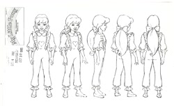 Size: 1600x970 | Tagged: safe, megan williams, human, g1, official, ass, butt, female, monochrome, reference sheet, solo, turnaround