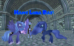 Size: 1920x1200 | Tagged: safe, artist:puzzlshield2, nightmare moon, princess luna, pony, g4, 3d, luna day, mmd, multiverse, self paradox, self ponidox, young luna