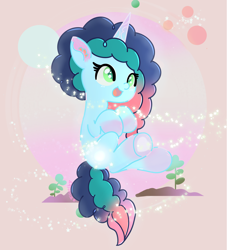 Size: 7252x8000 | Tagged: safe, artist:winstiky, misty brightdawn, pony, unicorn, g5, female, floating, horn, mare, open mouth, open smile, rebirth misty, smiling, solo, sparkles, tail