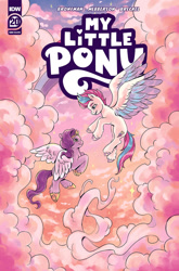 Size: 1000x1518 | Tagged: safe, artist:rose bousamra, idw, official comic, pipp petals, zipp storm, pegasus, pony, g5, official, spoiler:g5comic20, cloud, colored wings, comic cover, concave belly, cover, cover art, duo, female, flying, hoof fluff, hoof heart, large wings, looking at each other, looking at someone, mare, multicolored wings, my little pony logo, outdoors, royal sisters (g5), siblings, sisters, sky, text, underhoof, unshorn fetlocks, upside-down hoof heart, wings