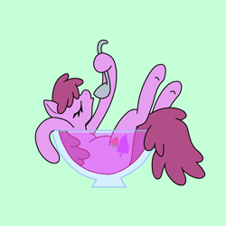 Size: 1536x1536 | Tagged: safe, artist:selkaycik, berry punch, berryshine, earth pony, pony, g4, alcohol, alcoholism, drink, green background, punch (drink), punch bowl, simple background, solo, tumblr