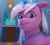 Size: 1482x1329 | Tagged: safe, screencap, violet frost, auroricorn, pony, g5, my little pony: make your mark, my little pony: make your mark chapter 6, secrets of starlight, spoiler:g5, cropped, crystal horn, eyeshadow, glass case, horn, jewelry, makeup, necklace, solo, sparkles, sparkly mane