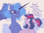 Size: 2100x1600 | Tagged: safe, artist:mirtash, princess luna, twilight sparkle, alicorn, bat pony, bat pony unicorn, hybrid, pony, unicorn, g4, alternate hairstyle, alternate universe, bat ponified, chest fluff, colored horn, curved horn, cute, cute little fangs, dialogue, duo, ear fluff, ear tufts, eye clipping through hair, eyebrows, eyebrows visible through hair, fangs, female, floppy ears, fluffy, freckles, glasses, horn, lunabetes, mare, open mouth, open smile, ponytail, race swap, shoulder fluff, simple background, smiling, speech, talking, text, twiabetes, twibat, unicorn twilight, white background