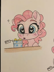 Size: 1536x2048 | Tagged: safe, artist:swirlmlp69768, part of a set, pinkie pie, earth pony, pony, g4, female, heart ears, mare, present, solo, traditional art