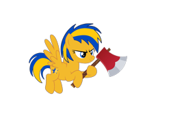 Size: 2048x1536 | Tagged: safe, artist:mlpfan3991, artist:ry-bluepony1, oc, oc only, oc:flare spark, pegasus, g4, axe, female, hatchet, simple background, solo, transparent background, weapon