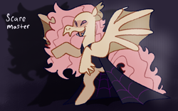 Size: 1280x800 | Tagged: safe, artist:goatpaste, fluttershy, bat pony, pony, g4, scare master, season 5, adorabolical, adoracreepy, bat ponified, bat wings, bipedal, cloak, clothes, creepy, cute, dress, fangs, feathered fetlocks, female, flutterbat, mare, race swap, shyabates, shyabetes, solo, spread wings, webbed fetlocks, wings