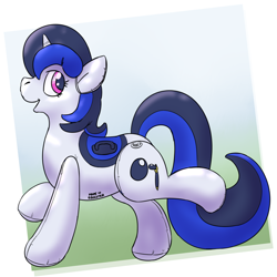 Size: 1200x1200 | Tagged: safe, artist:rawr, oc, oc only, oc:inkwell, inflatable pony, unicorn, inflatable, open mouth, pool toy, profile, saddle, solo, tack