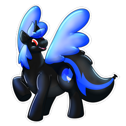 Size: 2000x2000 | Tagged: safe, artist:rawr, oc, oc only, oc:loonie skies, alicorn, balloon pony, inflatable pony, alicorn oc, balloon, high res, horn, open mouth, raised hoof, simple background, smiling, solo, transparent background, transparent wings, wings