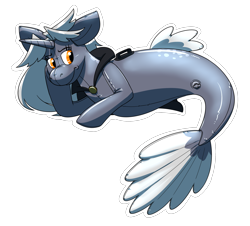 Size: 2100x1900 | Tagged: safe, artist:rawr, oc, oc only, oc:virmare, hippocampus, inflatable pony, merpony, seapony (g4), unicorn, dorsal fin, fin, fish tail, flowing mane, flowing tail, horn, inflatable, inflation valve, pool toy, scales, seaponified, simple background, solo, species swap, tail, transparent background, unamused