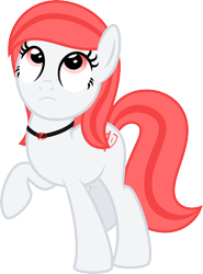 Size: 4000x5403 | Tagged: safe, artist:melisareb, derpibooru exclusive, oc, oc only, oc:hide image, earth pony, pony, 2024 community collab, derpibooru community collaboration, g4, :<, absurd resolution, collar, derpibooru ponified, female, looking up, mare, meta, ponified, raised hoof, simple background, solo, transparent background, vector