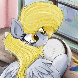 Size: 4000x4000 | Tagged: safe, artist:ser-p, derpy hooves, pony, g4, absurd resolution, commission, commissioner:shaddar, mouth hold, solo