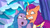 Size: 3072x1727 | Tagged: safe, screencap, izzy moonbow, sunny starscout, alicorn, pony, unicorn, g5, my little pony: tell your tale, snow business like show business, spoiler:g5, spoiler:my little pony: tell your tale, spoiler:tyts01e70, :o, duo, duo female, female, gritted teeth, mane stripe sunny, mare, open mouth, race swap, sunnycorn, sweat, sweatdrop, teeth