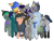 Size: 2000x1526 | Tagged: safe, artist:lil_vampirecj, oc, oc only, oc:aella, oc:cj vampire, oc:crystal grey, oc:eira, oc:fox cerulean, oc:fritz, oc:lemon puff, oc:starchaser, oc:sunsqual, oc:target strike, bat pony, earth pony, pegasus, pony, 2024 community collab, derpibooru community collaboration, amber eyes, bandana, blue eyes, chest fluff, clothes, collaboration, commission, cyan eyes, digital art, ear fluff, flower, flower in hair, fluffy, gray eyes, green eyes, group, head fluff, heterochromia, hoodie, ponified, scarf, simple background, tail, tail fluff, transparent background, wings, yellow eyes