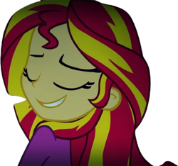 Size: 2695x2520 | Tagged: safe, edit, edited screencap, editor:homersimpson1983, screencap, sunset shimmer, human, equestria girls, g4, my little pony equestria girls: rainbow rocks, background removed, clothes, eyes closed, female, high res, not a vector, pajamas, simple background, smiling, solo, transparent background