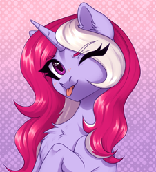 Size: 2612x2888 | Tagged: safe, artist:nika-rain, oc, oc:rinne swirl, pony, unicorn, bust, commission, cute, female, high res, portrait, sketch, solo, tongue out