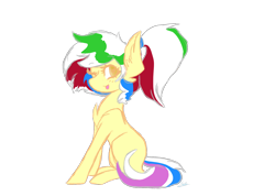 Size: 1520x1080 | Tagged: safe, artist:namiiarts, oc, oc only, oc:tcb, earth pony, pony, :p, chest fluff, high ponytail, one eye closed, simple background, sitting, solo, tongue out, transparent background