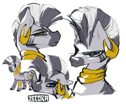Size: 767x631 | Tagged: safe, artist:kuakkit, zecora, zebra, g4, ear piercing, earring, female, jewelry, mare, piercing, simple background, solo, white background