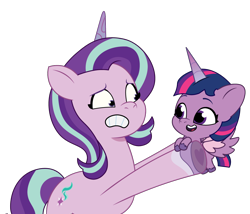 Size: 1200x1027 | Tagged: safe, artist:prixy05, starlight glimmer, twilight sparkle, alicorn, pony, unicorn, g4, g5, my little pony: tell your tale, age regression, baby, baby pony, babylight sparkle, duo, duo female, female, filly, filly twilight sparkle, foal, g4 to g5, generation leap, mare, simple background, transparent background, twilight sparkle (alicorn), vector, younger