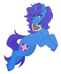 Size: 3300x4000 | Tagged: safe, artist:monnarcha, oc, oc only, oc:delly, pony, unicorn, collar, female, mare, mouth hold, simple background, solo, transparent background