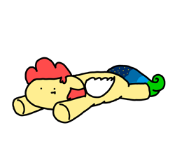 Size: 3351x3023 | Tagged: safe, artist:professorventurer, oc, oc:power star, pegasus, pony, :t, dot eyes, female, flat fuck friday, high res, late, lying down, mare, prone, rule 85, sploot, striped tail, super mario 64, tail, underhoof