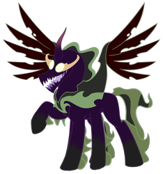 Size: 3829x4095 | Tagged: safe, artist:mlgtrap, pony of shadows, g4, antagonist, ascension enhancement, ethereal mane, ethereal tail, glowing, glowing eyes, simple background, solo, spread wings, tail, transparent background, wings