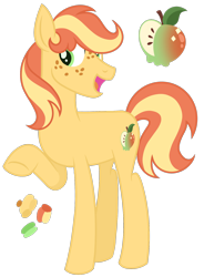 Size: 1280x1742 | Tagged: safe, artist:monochrome-sunsets, oc, oc only, earth pony, pony, g4, male, offspring, parent:applejack, parent:flam, parents:flamjack, simple background, solo, stallion, transparent background