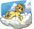 Size: 4495x3852 | Tagged: safe, artist:alumx, oc, oc:caramel drop, pegasus, pony, cloud, female, looking at you, lying down, mare, no source available, on a cloud, painting, patreon, patreon reward, simple background, smiling, smiling at you, solo