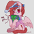 Size: 2560x2560 | Tagged: safe, artist:metaruscarlet, oc, oc only, oc:metaru scarlet, pegasus, pony, christmas, clothes, crying, english, flower, flower in hair, gray background, hat, high res, holiday, looking at you, lying down, pegasus oc, present, santa hat, simple background, solo, spread wings, wings